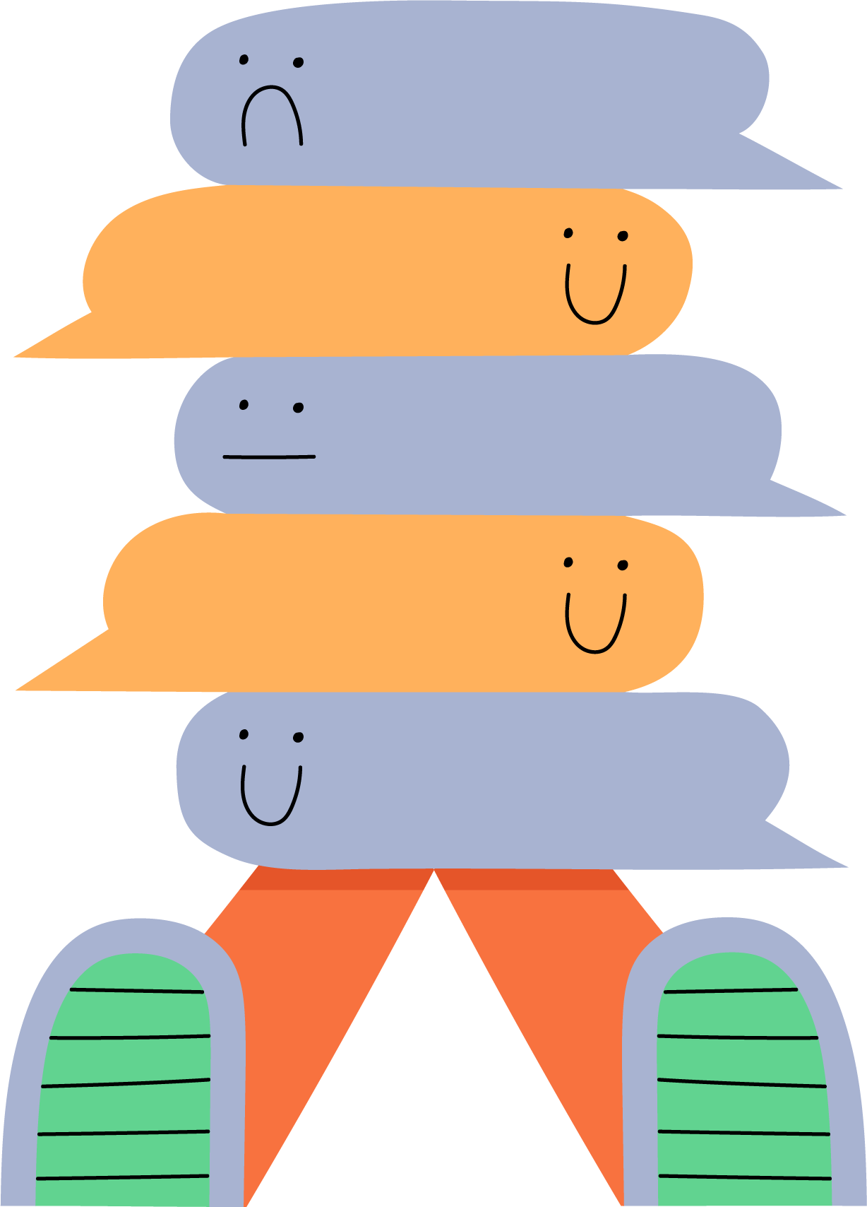 Illustrasjon av snakkebobler med forskjellige uttrykk